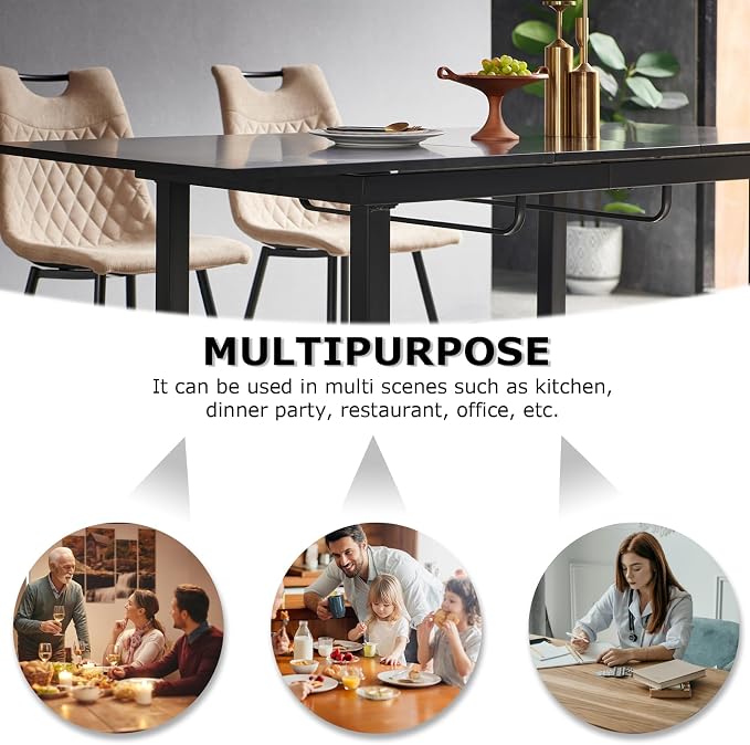 Extendable Dining Table for 4-8 People,70.86''Modern Space-Saving Kitchen Table with Metal Legs,Rectangle Folding Conference Meeting Table for Living Meeting Room Kitchen,Black