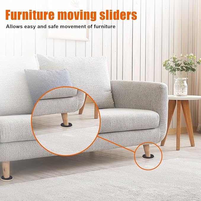 16PCS Furniture Sliders, 2 12/25" Furniture Sliders for Hardwood Floors, Reusable for Carpet, Heavy Duty Furniture Movers Sliders, Carpet, Floor Protectors (Beige)