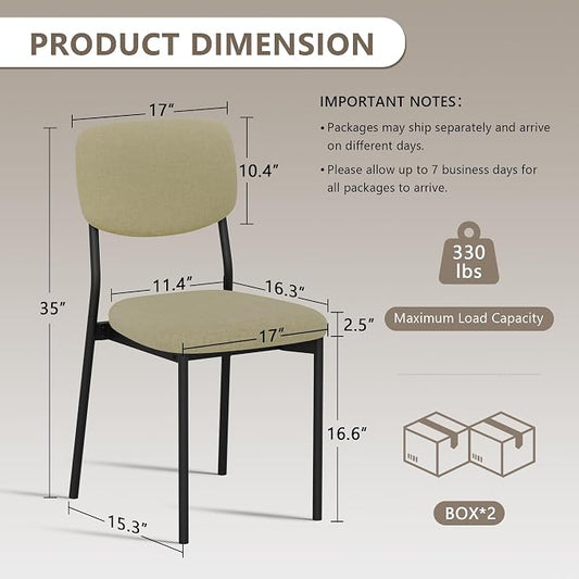 Einhomn Upholstered Dining Chairs Set, Modern Stackable Dining Room Chairs with Soft Velvet Backrest, Kitchen Chairs with Sturdy Metal Legs for Living Room, Restaurant, Set of 6,Beige Linen