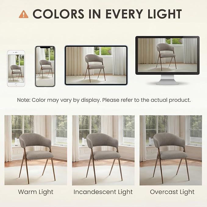 COLAMY Dining Chairs Set of 4, Mid Century Modern Dining Room Kitchen Dinner Chairs with Iron Legs, Open Back and Padded Seat, for Living Room/Bedroom/Restaurant/Cafe, Taupe