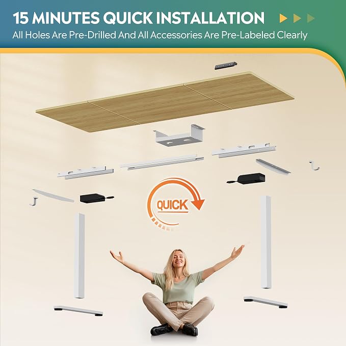 DEVAISE 71 Inch Electric Standing Desk, 3 Adjustable Computer Desk for Home Office, Ergonomic Sit to Stand Desk with LED Touchscreen,Headphone Hook, 3 Memory Preset, with Split Top, Maple