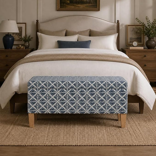 HomePop 36" Decorative Storage Bench - Blue Geometric Pattern