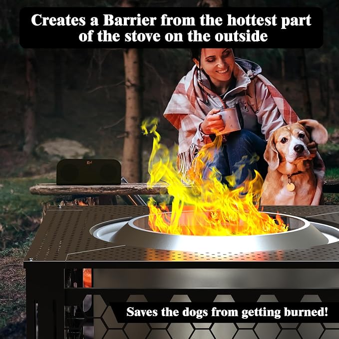 Fire Pit Surround Tabletop Large Use for Solo Stove Bonfire Ranger Yukon 2.0 and Mesa, Fire Pit Table Square Made of UV-Resistand Antirust Thick Metal, for Indoor Outdoor Use