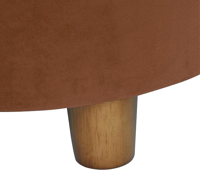 HomePop Home Decor | Upholstered Round Storage Ottoman | Ottoman with Storage for Living Room & Bedroom, Spice Orange Velvet Large