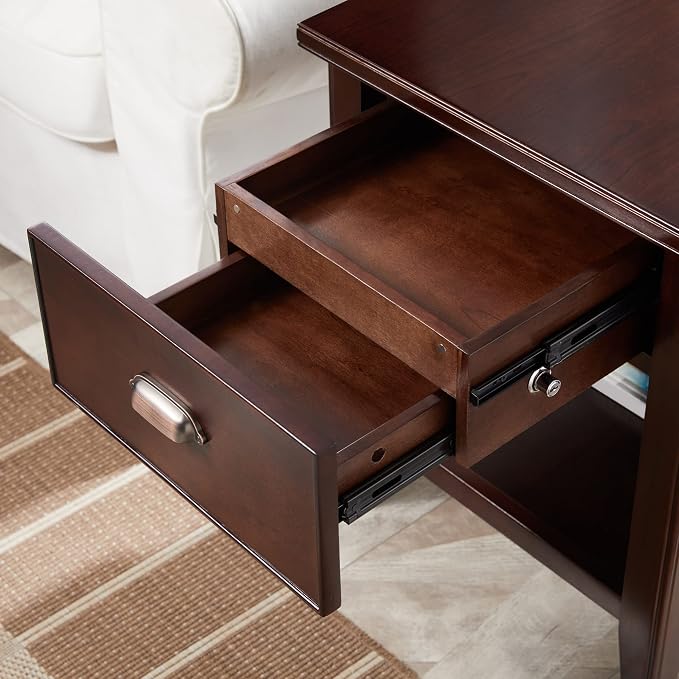 Leick Home Laurent Solid Wood Side Table with Hidden Compartment, Chocolate Cherry Brown, Perfect for Living Rooms, Bedrooms, and Offices, 10507-SC