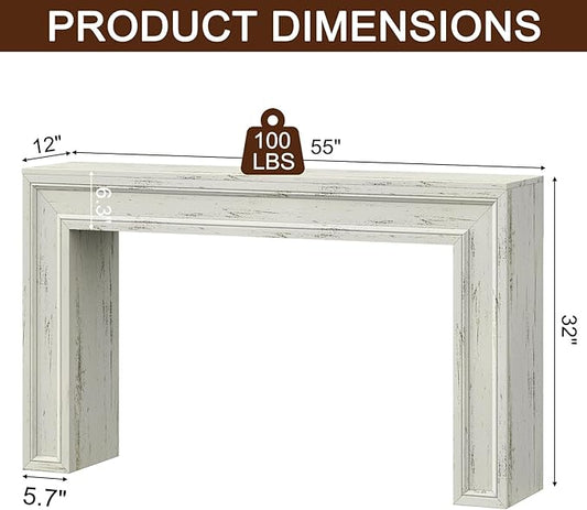 Rresyet 55 Inch Long Console Table, Sofa Table Behind Couch, Entryway Table, Farmhouse Entryway Table for Entrance, Hallway, Living Room (White)
