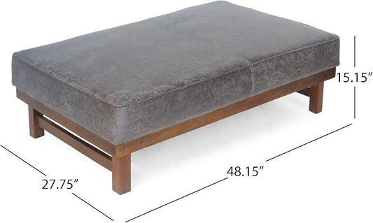 Christopher Knight Home Hillman Cocktail Ottoman, Slate + Walnut