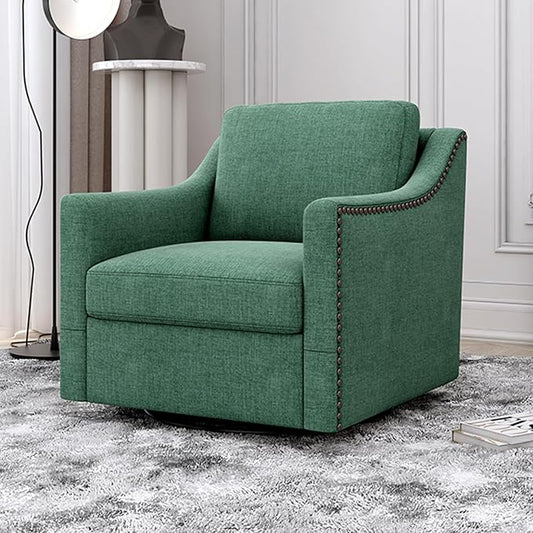 Swivel Accent Chair Set of 2,Armchair,Bronze Nail Decoration Comfy Living Room Chair,Single Sofa Chair,Reading Chairs,for Living Room Bedroom Reading Apartment (Green, 2 Green)