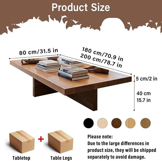 Solid Wood Coffee Table,Rustic Square Centre Table,Farmhouse Living Room Table,2”Thick Tabletop for Living Room,Office
