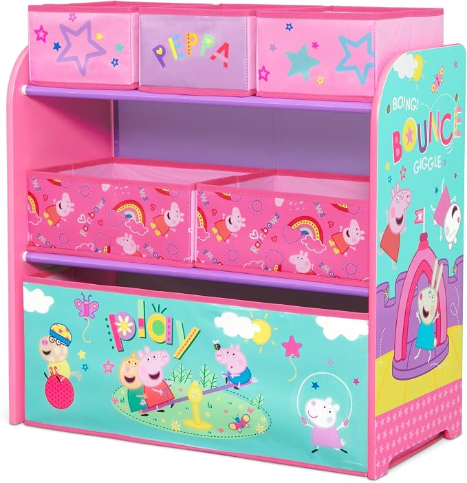 Delta Children - Peppa Pig Design & Store 6 Bin Toy Storage Organizer - Greenguard Gold Certified, Pink
