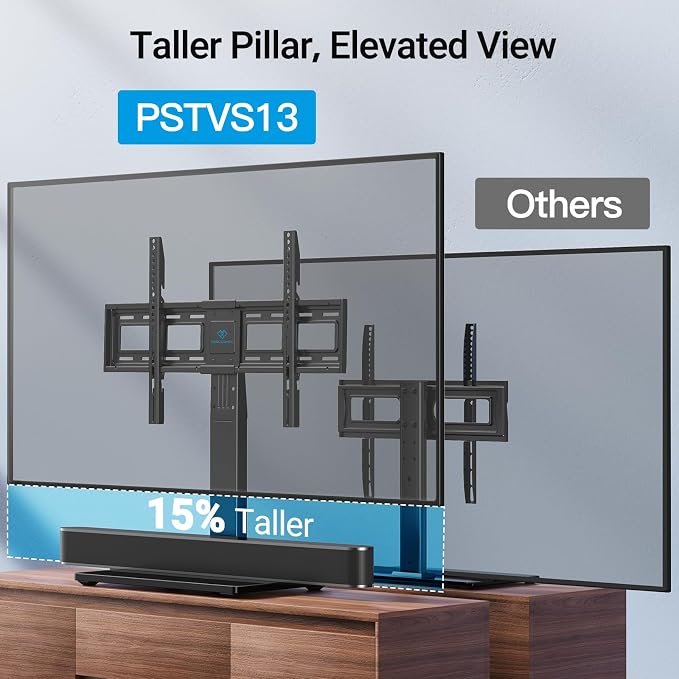PERLESMITH Universal Swivel TV Stand Legs for 37-75 inch TVs, Height Adjustable Tabletop Mount Holds up to 99lbs, Television Table TV Stands for Livingroom & Bedroom, Universal VESA 600x400mm, PSTVS13