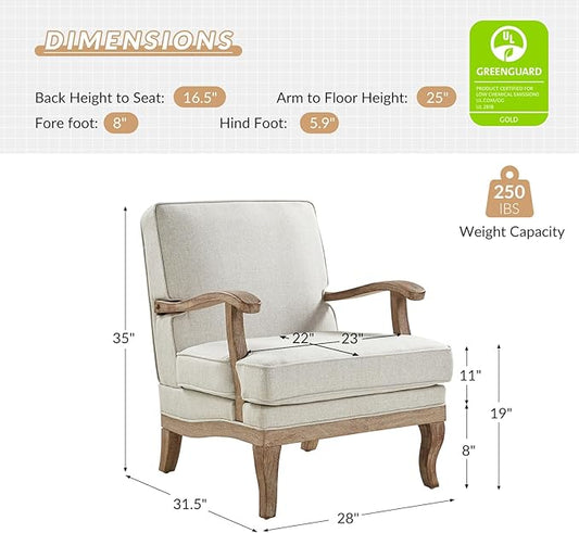 HULALA HOME Mid-Century Modern Accent Chairs Set of 2, Upholstered Lounge Arm Chair with Solid Wood Legs and Armrest, Removable Cushion Comfy Reading Armchair for Living Room, Bedroom, Balcony, PEWTER