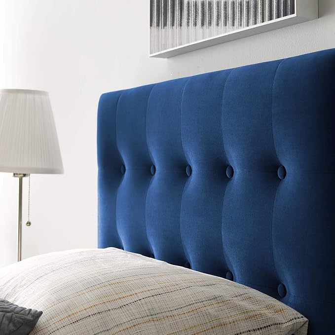 Modway Emily Twin Biscuit Tufted Performance Velvet Headboard, Navy