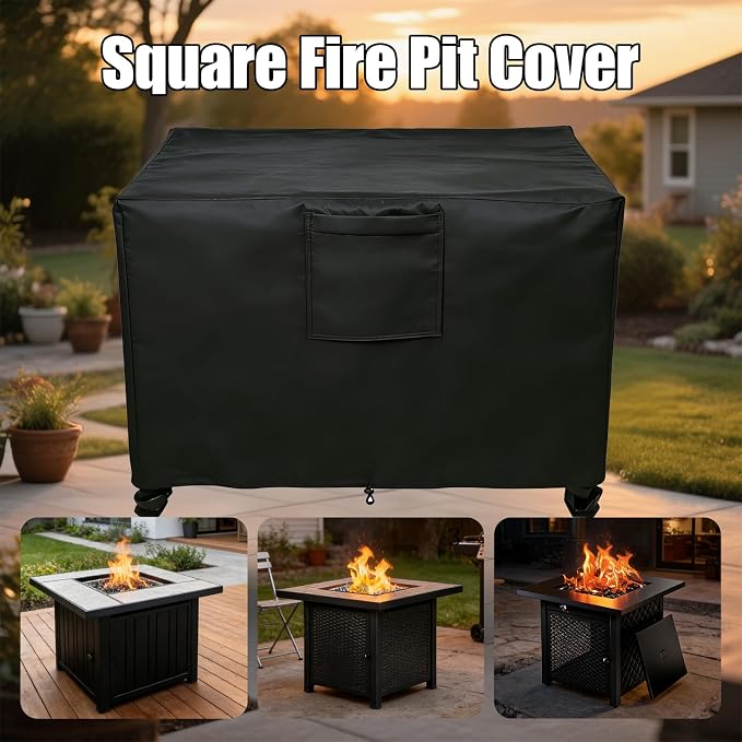 Chinchilla Heavy Duty 28 Inch Square Fire Pit Cover - 100% Waterproof & Weatherproof, Durable All-Season Protection for 26/27/28 Inch Propane Fire Pits and Tables