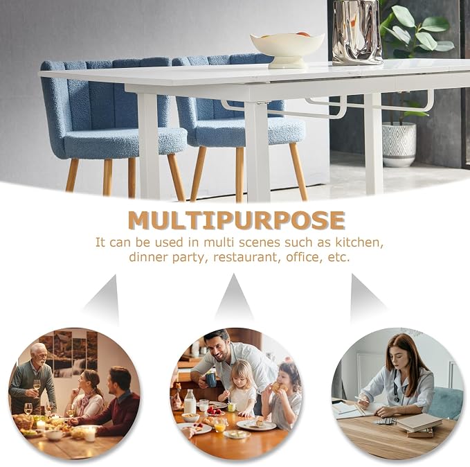 Extendable Dining Table for 4-8 People,70.86''Modern Space-Saving Kitchen Table with Metal Legs,Rectangle Folding Conference Meeting Table for Living Meeting Room Kitchen,White
