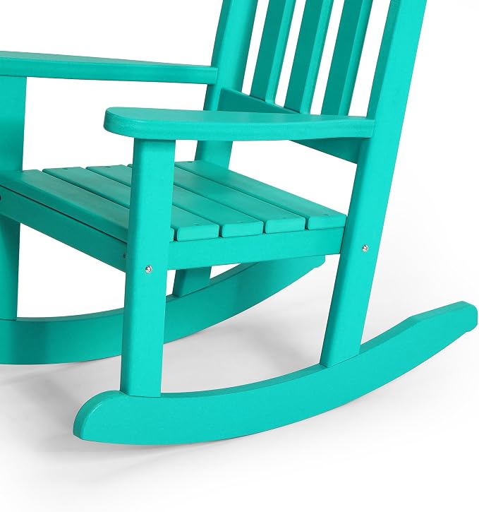 Costaelm Paradise Kids Outdoor Preschool HDPE Plastic Rocking Chair (Set of 2), Turquoise