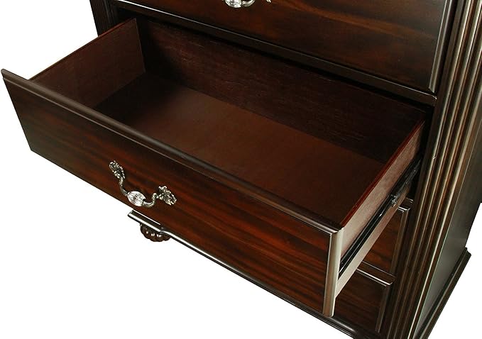 Syracuse Transitional Style Dark Walnut Finish Cal.King Size 6-Piece Bedroom Set