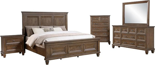 New Classic Furniture Mariana 5-Piece Wood Queen Bedroom Set, Vintage Mocha