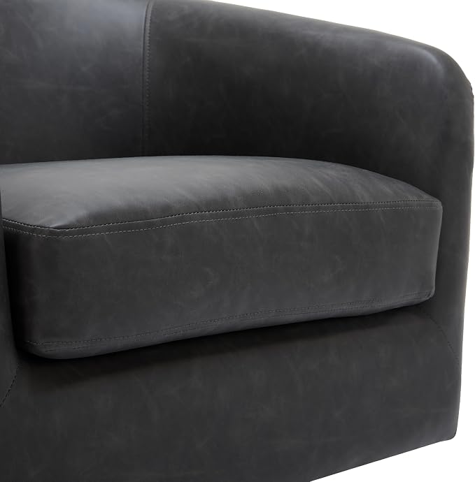 Faux Leather Swivel Accent Chair, Upholstered Barrel Chairs for Living Room, Small Club Chair Modern Single Sofa Bedroom Reading Seat - Black, Set of 4