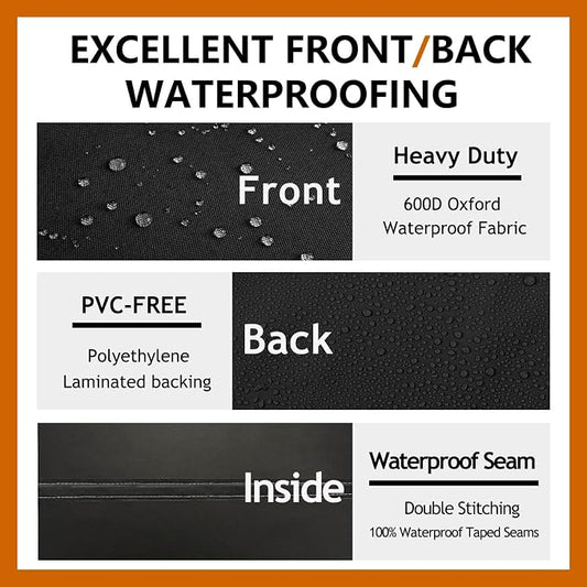 Curved Patio Furniture Cover for Outdoor Sectional Sofa, 190"(128") Reinforced Waterproof 600D Patio Couch Covers, Lawn Outside Garden Furniture Winter Protector-Midnight Black