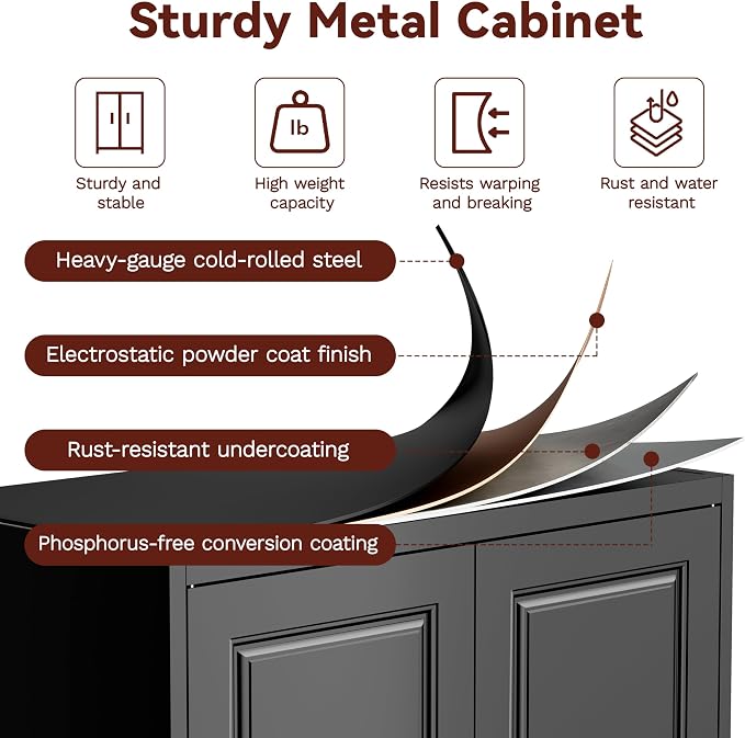 Metal Armoire Wardrobe Closet with Hanging Rod, 71" Tall Wardrobe Cabinet with Doors and 3 Drawers, Clothing Storage Cabinets for Bedroom, Home Office