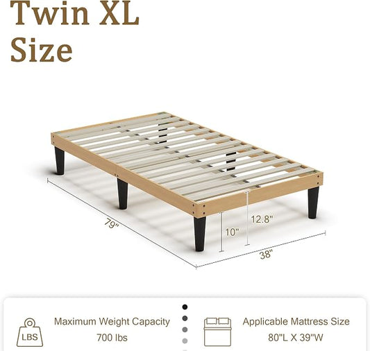 Yumori 12.9 Inch Minimalist Style Twin XL Size Bed Frame, Wood Platform Bed with Wood Slat Support, No Box Spring Needed, Easy Assembly, Natural