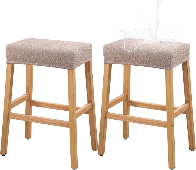 YISUN Stool Covers Rectangle - 2 Pack Stretch Waterproof Saddle Seat Cover Counter Bar Stools Bar Chairs Covers Kitchen Island Chairs Cushion Protector