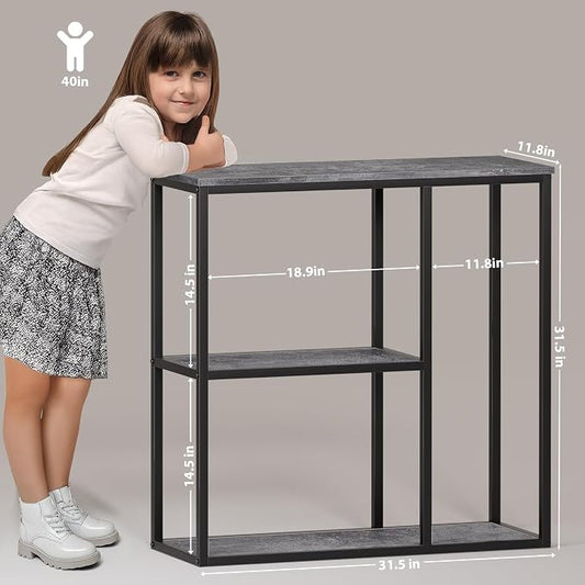 WOHOMO Console Table, 11.8 Inch Narrow Entryway Table with 3-Tier Storage Shelves 31.5 Inch Industrial Sofa Table Small Hallway Table for Living Room Grey