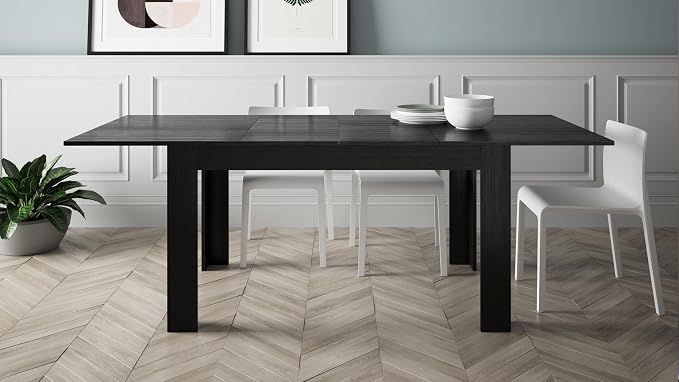 Mobili Fiver, Easy, Extendable Dining Table, 55.1(86.6) x35.4 in, High Gloss White, for 6-8 People, Expandable Dining Table for Kitchen, Italian Furniture