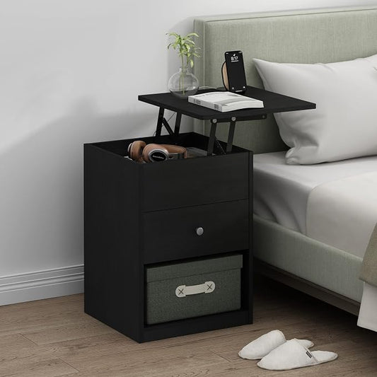 Furinno Jensen Lift Top Nightstand, Americano
