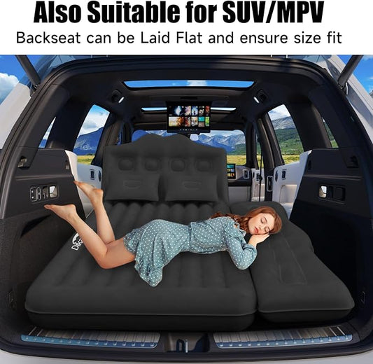 Car Air Mattress, Inflatable SUV Truck Camping Mattress for Back Seat, Thickened Travel Car Bed Sleeping Pad with Air Pump 2 Pillows