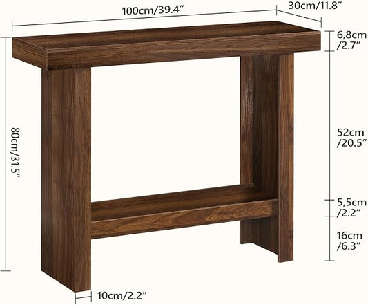 MAHANCRIS Console Table, 39.4'' Entryway Table for Hallway, Narrow Sofa Table Behind The Couch, Modern Foyer Tables for Entrance, Living Room, Corridor, Easy Assembly, Walnut CTZB16801