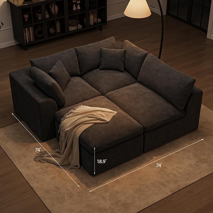 36 Inch Modular Sectional Sofa Couch Single Seat | Dark Grey Sofa Couch