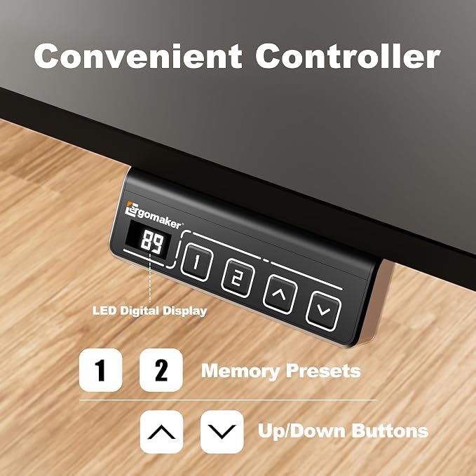 ERGOMAKER Electric Standing Desk, 47.2" x 23.6" Height Adjustable Sit Stand Desk with Splice Board for Home Office, Computer Desk Memory Preset (Black Frame, Black Desktop)