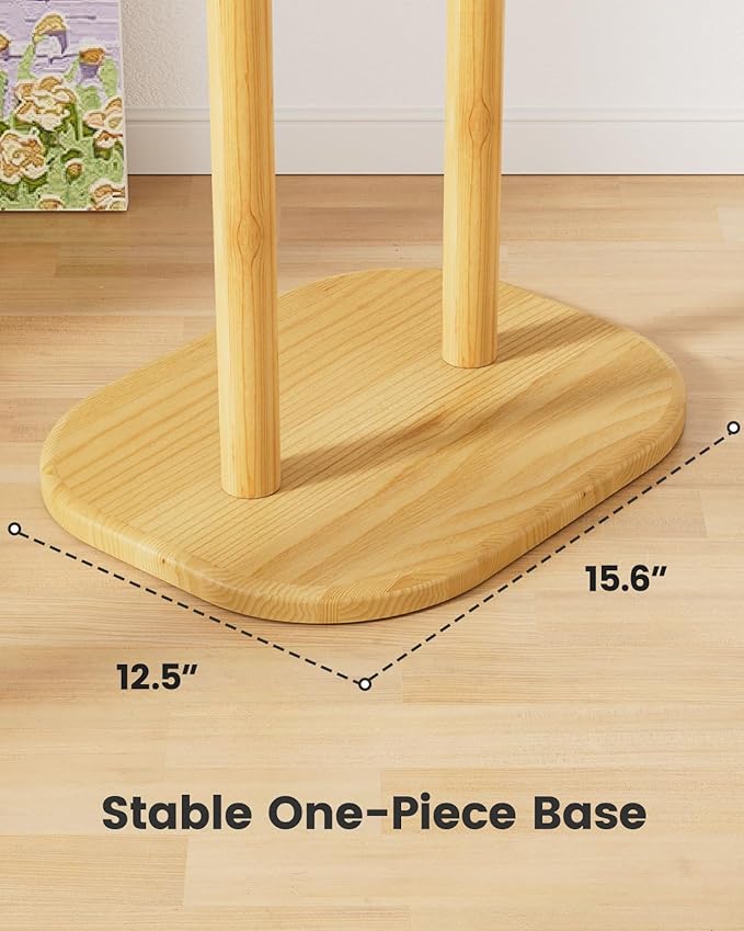 Pipishell Coat Rack, Freestanding Hall Tree with 8 Hooks & Storage Shelf, Solid Wood Base, 66.3″ Tall Coat Rack Stand for Coats, Hats, Bag in Entryway, Bedroom, Living Room, Wood, PIFCR11N