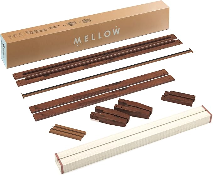 Mellow Naturalista Classic 16 Inch Solid Wood Platform Bed with Wooden Slats, Espresso, Queen