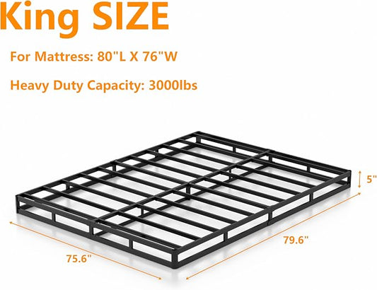 DORITRON 5 Inch Box Spring King Size, 3000lbs Heavy Duty King Bed Box Spring Bed Base Metal Mattress Foundation, Easy Assembly, Noise Free