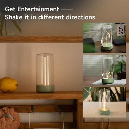 AUGE LIGHT Mini Minimalist Table Lamp Cordless Lamp Rechargeable Table Lamp Portable Nightstand Lamps Desk Lamps for Home Office Unique Ambient Light Mood Lighting for Desk Decor Beside (Olive Green)