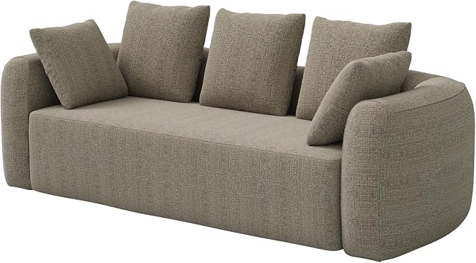 Curved Modern Couch Sofa,Boneless Couch, Modern 3 Seater Cloud Couch,Deep Seat