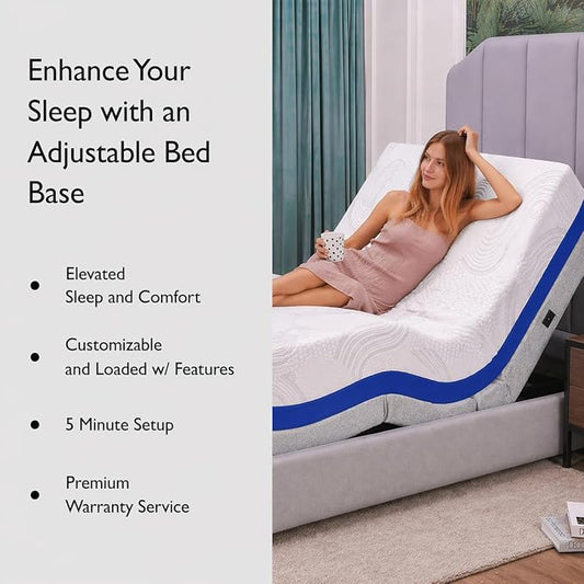 Premium Split King Adjustable Bed with 14 Inch Copper Gel Memory Foam Sleep System, Massage, Zero Gravity, Anti-Snore, Programmable Memory Positions, USB, Underbed Lighting, Zero Clearance