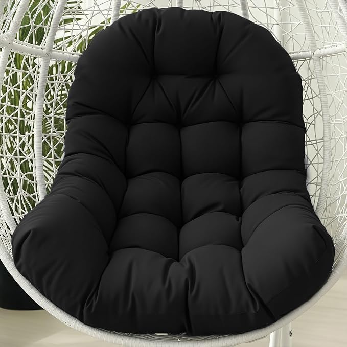 Egg Chair Cushion Replacement Outdoor Hanging Chair Cushion for Patio Furiture Hammock Swing Cushion 47x35x6 Inches (Black)