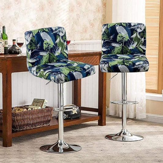 Levoberg Bar Stools Cover Set of 2 Printed Armless Swivel Barstools Slipcovers with Backs Stretch Square Counter Height Bar Stools Covers Mid Low Back Chair Cover for Kitchen Dining Room Bar #16