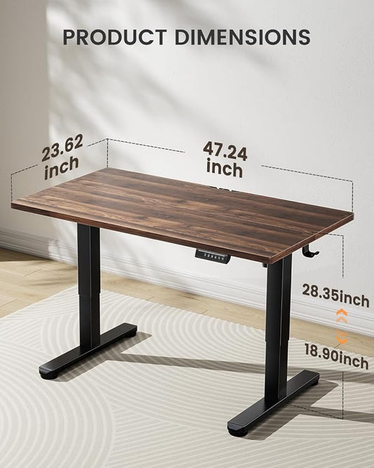 ErGear Low Height Adjustable Desk, Lifts 18.9-28.4 Inches, 48 X 24 Inches Electric Standing Desk for Kids, 4 Height Memory Settings & Storage Hooks, Home Office Computer Table & Study Desk, Walnut