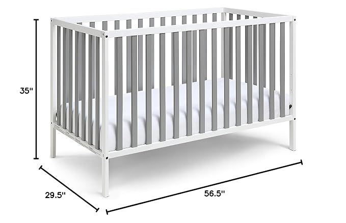 Baby Cache Deux Remi Island 3-in-1 Convertible Baby Crib (Do Re Me) White & Gray