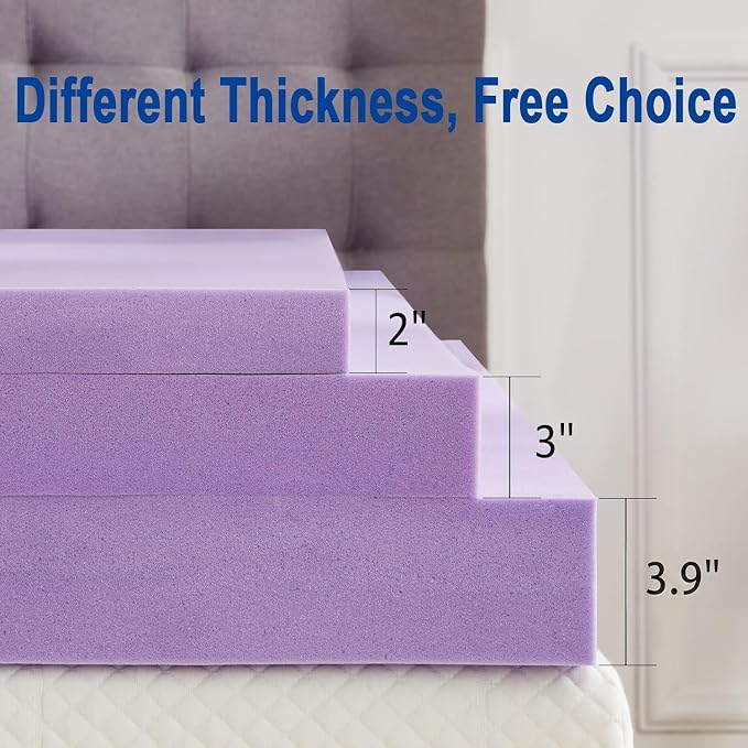 SINWEEK 3.8 Inch Gel Memory Foam Mattress Topper Ventilated Soft Mattress Pad, Bed Topper, CertiPUR-US Certified, Twin XL Size