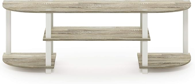 Furinno Turn-S-Tube Wide TV Entertainment Center, Sonoma Oak/White, 47. 25x13. 4x15. 9