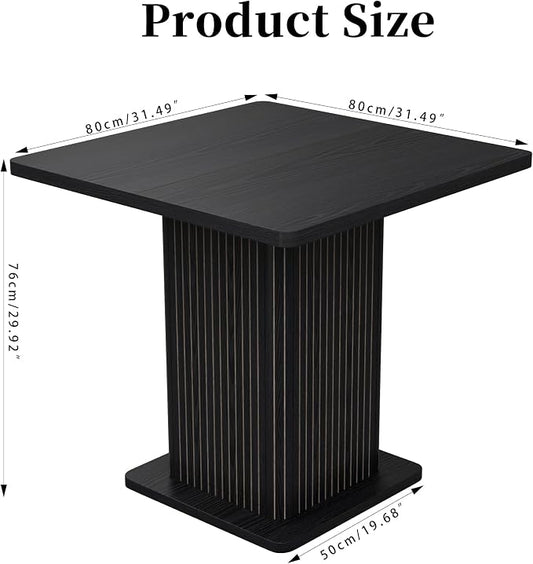 Small Black Dining Table for 2-4, 31.5 Inch Farmhouse Square Kitchen Table with 2-Tier Storage Shelf, Modern Wood Dinner Furniture with Fluted Doors, Dining Room, Living Room, Space Saving