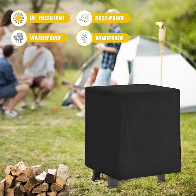 POMER Fire Pit Cover for Panovue Chiminea Fire Pit 45",Waterproof and Uv-resistant Patio Outdoor Fireplace with Drawstring Cord All Season Protection - 32"Lx23"Wx40"H