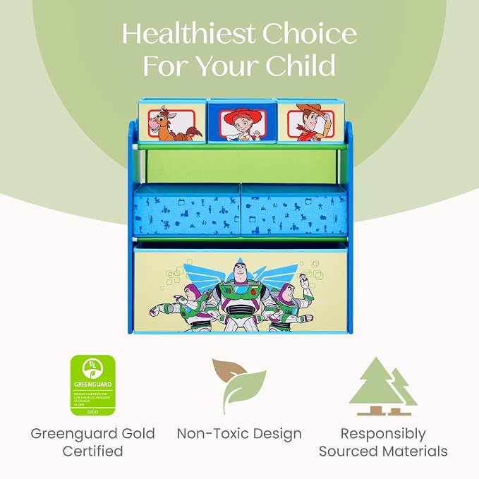 Delta Children - Toy Story Design & Store 6 Bin Toy Storage Organizer - Greenguard Gold Certified, Blue