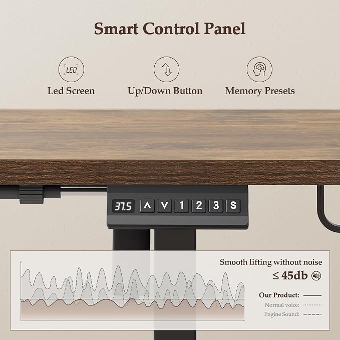 Klicelor L Shaped Standing Desk 63 x 48 Inch, Electric Height Adjustable Corner Desk for Home Office Workstation, Ergonomic Sit to Stand Computer Table with Memory Controller, Rustic Brown
